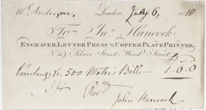 Framed Print : Trade Card for John Hancock, Engraver, Letter Press & Copper Plate Printer, 1818. 1818. Creator: Anon Framed Print : Trade Card for John Hancock, Engraver, Letter Press & Copper Plate Printer, 1818. 1818. Creator: Anon