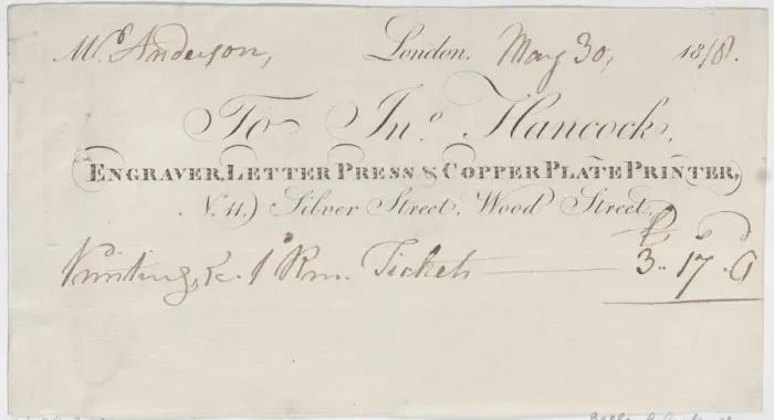 Framed Print : Trade Card for John Hancock, Engraver, Letter Press & Copper Plate Printer, 1818. 1818. Creator: Anon Framed Print : Trade Card for John Hancock, Engraver, Letter Press & Copper Plate Printer, 1818. 1818. Creator: Anon