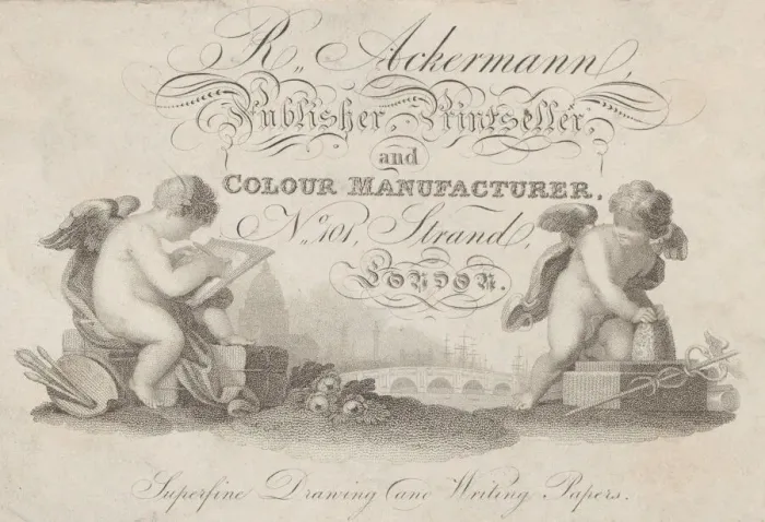 Framed Print : Trade Card for R. Ackermann, Publisher, Printseller, and Color Manufacturer, 19th Framed Print : Trade Card for R. Ackermann, Publisher, Printseller, and Color Manufacturer, 19th
