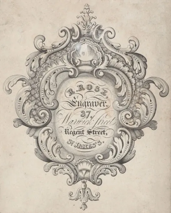 Framed Print : Trade Card for R. Rose, Engraver, 19th century. Creator: Anon Framed Print : Trade Card for R. Rose, Engraver, 19th century. Creator: Anon