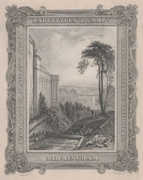 Framed Print : Trade Card for Radclyffe & Co. Steel & Copper Plate Engravers, 19th century Framed Print : Trade Card for Radclyffe & Co. Steel & Copper Plate Engravers, 19th century
