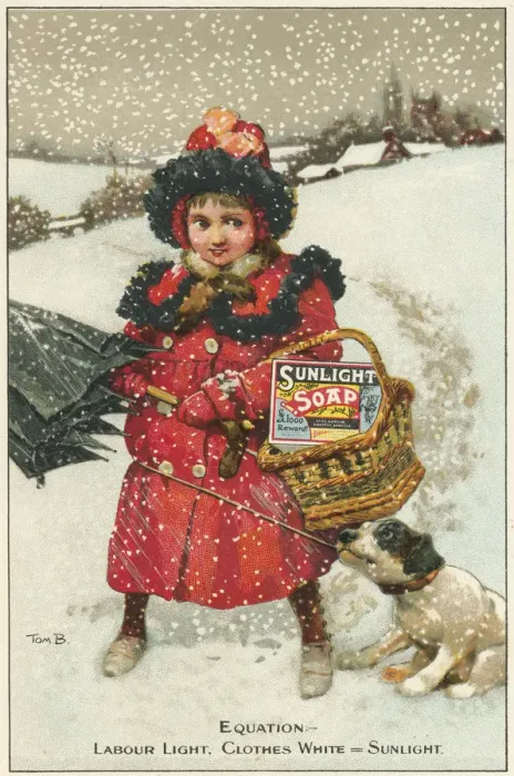 Framed Print : Trade card for Sunlight Soap, c1900. Artist: Tom Browne Framed Print : Trade card for Sunlight Soap, c1900. Artist: Tom Browne