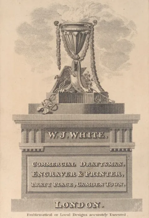 Framed Print : Trade Card for W. J. White, Commercial Draftsman, Engraver & Printer, 19th century Framed Print : Trade Card for W. J. White, Commercial Draftsman, Engraver & Printer, 19th century