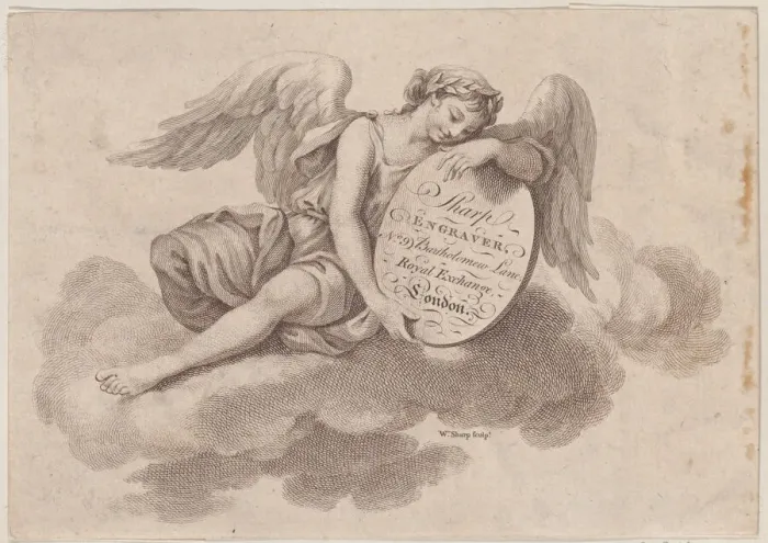 Framed Print : Trade Card for William Sharp, Engraver, 18th century. Creator: William Sharp Framed Print : Trade Card for William Sharp, Engraver, 18th century. Creator: William Sharp