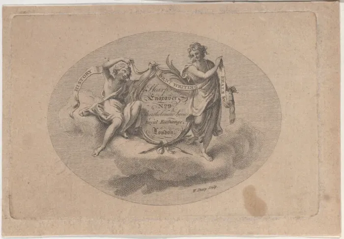 Framed Print : Trade Card for William Sharp, Engraver, 19th century. Creator: William Sharp Framed Print : Trade Card for William Sharp, Engraver, 19th century. Creator: William Sharp