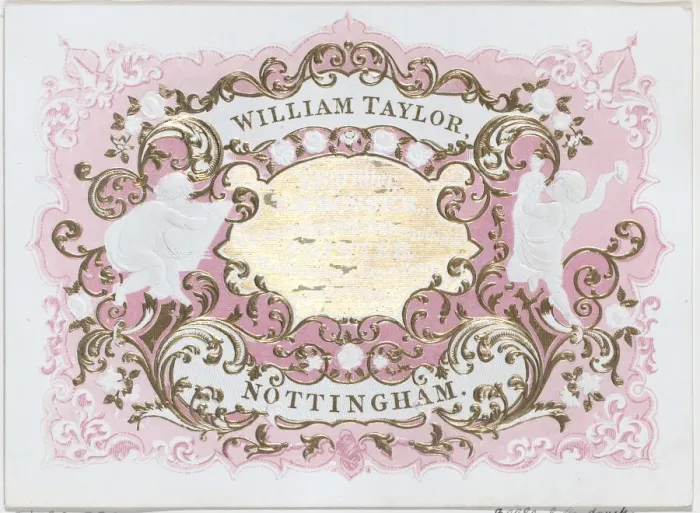 Framed Print : Trade Card for William Taylor, Engraver, Embosser & Printer, 19th century. 19th century. Creator: Anon Framed Print : Trade Card for William Taylor, Engraver, Embosser & Printer, 19th century. 19th century. Creator: Anon