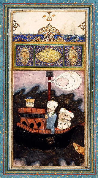 Trade Ship attacked by Pirates. (From Aina-i Iskandari (Mirror of Alexander the Great) by Amir Khusr Artist: Iranian master