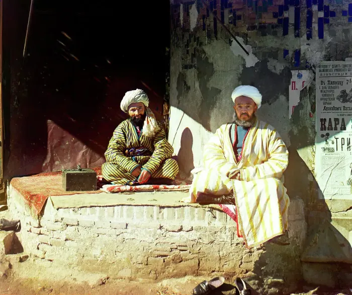 Framed Print : Trader in the Registan, Samarkand, between 1905 and 1915. Creator: Sergey Mikhaylovich Prokudin-Gorsky Framed Print : Trader in the Registan, Samarkand, between 1905 and 1915. Creator: Sergey Mikhaylovich Prokudin-Gorsky