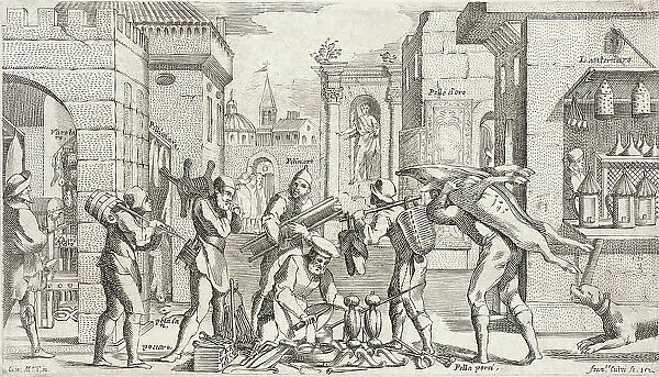 Trades Practiced in Bologna, c1640. Creators: Agostino Parisini, Francesco Curti