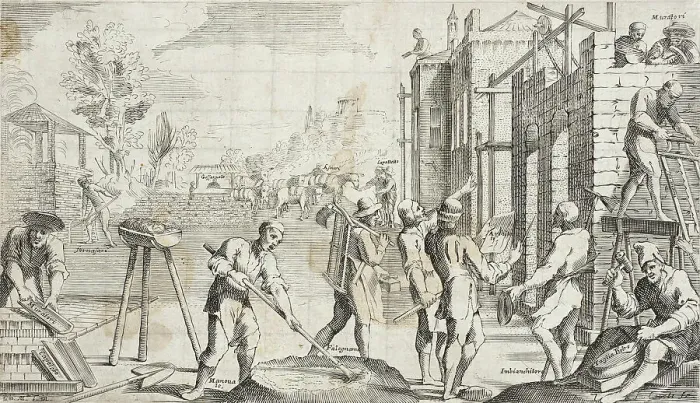 Framed Print : Trades Practiced in Bologna, c1640. Creators: Francesco Curti, Agostino Parisini Framed Print : Trades Practiced in Bologna, c1640. Creators: Francesco Curti, Agostino Parisini