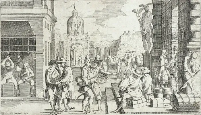 Framed Print : Trades Practiced in Bologna, c1640. Creators: Francesco Curti, Agostino Parisini Framed Print : Trades Practiced in Bologna, c1640. Creators: Francesco Curti, Agostino Parisini