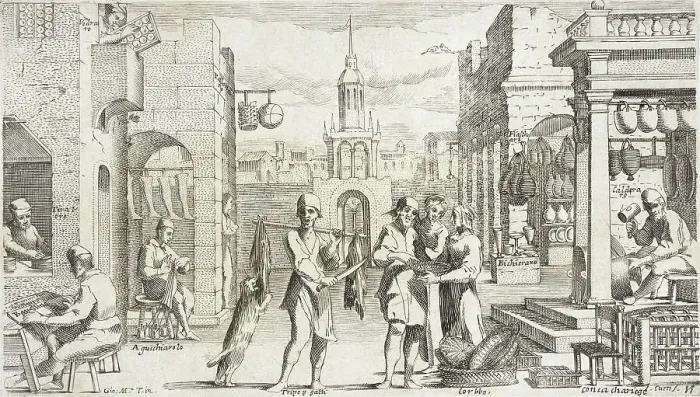 Framed Print : Trades Practiced in Bologna, c1640. Creators: Francesco Curti, Agostino Parisini Framed Print : Trades Practiced in Bologna, c1640. Creators: Francesco Curti, Agostino Parisini