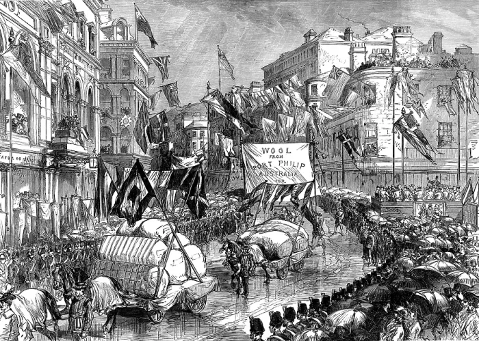 Framed Print : Trades procession at Bradford, on the opening of the new townhall, 1873. Creator: Unknown Framed Print : Trades procession at Bradford, on the opening of the new townhall, 1873. Creator: Unknown