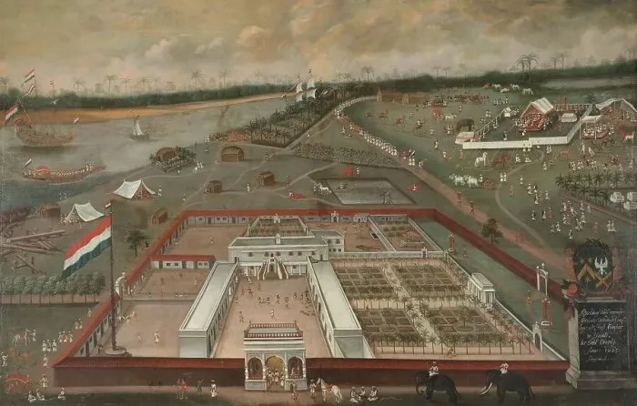 Framed Print : The Trading Post of the Dutch East India Company in Hooghly, Bengal, 1665. Creator: Hendrik van Schuylenburgh Framed Print : The Trading Post of the Dutch East India Company in Hooghly, Bengal, 1665. Creator: Hendrik van Schuylenburgh
