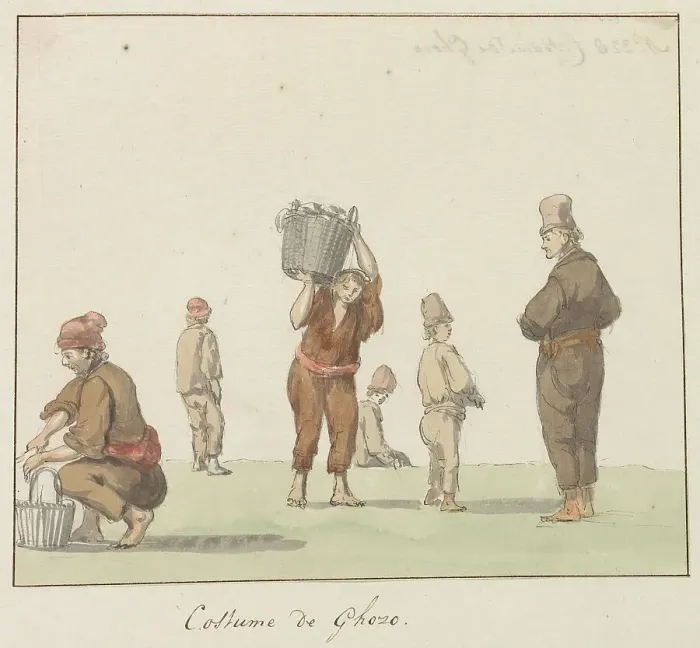 Framed Print : Traditional costumes of the island of Gozo, 1778. Creator: Louis Ducros
