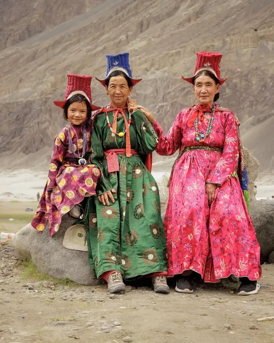 Framed Print : Traditional dress, Nubra Valley, Hunder, Ladakh, India, 2023. Creator: Peter Thompson