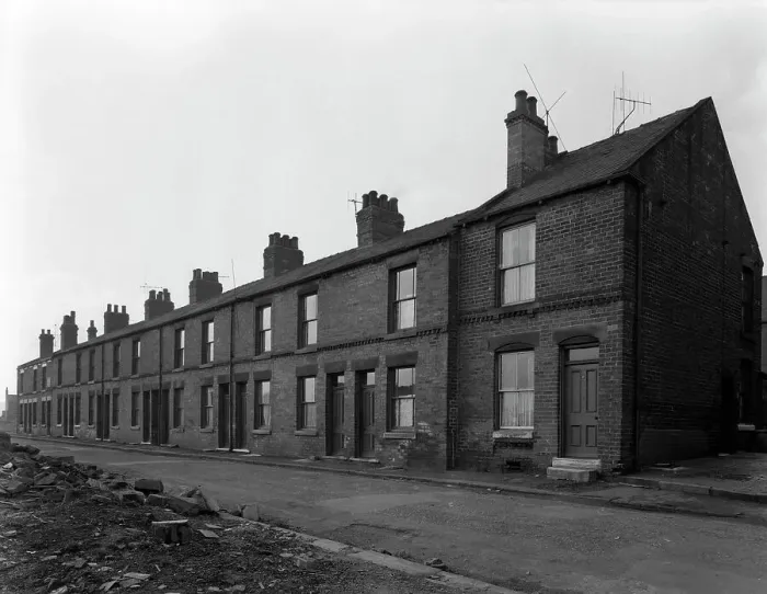 Framed Print : Traditional terraced housing, Albert Road, Kilnhurst, South Yorkshire, 1959. Artist Framed Print : Traditional terraced housing, Albert Road, Kilnhurst, South Yorkshire, 1959. Artist