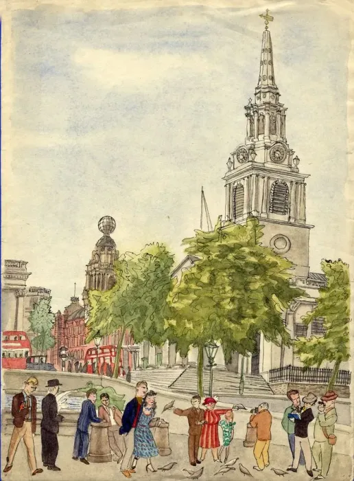 Framed Print : Trafalgar Square, London, 1948. Creator: Shirley Markham Framed Print : Trafalgar Square, London, 1948. Creator: Shirley Markham