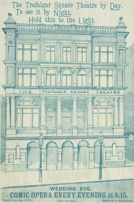 Framed Print : The Trafalgar Square Theatre by Day, late 19th century. Creator: Unknown Framed Print : The Trafalgar Square Theatre by Day, late 19th century. Creator: Unknown