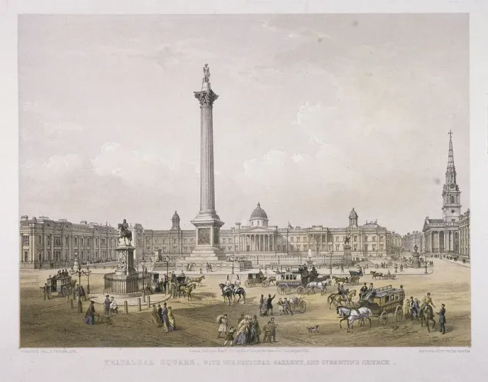 Framed Print : Trafalgar Square, Westminster, London, 1852. Artist: Day & Son Framed Print : Trafalgar Square, Westminster, London, 1852. Artist: Day & Son