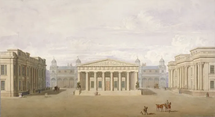 Framed Print : Trafalgar Square, Westminster, London, 1828. Artist: John Nash Framed Print : Trafalgar Square, Westminster, London, 1828. Artist: John Nash