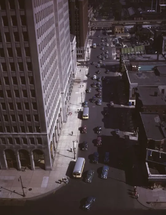 Framed Print : Traffic at 5: 30 on Second Avenue, Detroit, Mich. 1942. Creator: Arthurs Siegel Framed Print : Traffic at 5: 30 on Second Avenue, Detroit, Mich. 1942. Creator: Arthurs Siegel