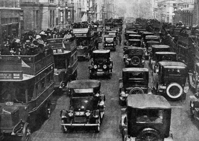Framed Print : Traffic on 5th Avenue as seen from a control tower, New York City, USA, c1930s. Artist: Ewing Galloway Framed Print : Traffic on 5th Avenue as seen from a control tower, New York City, USA, c1930s. Artist: Ewing Galloway