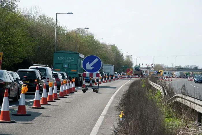 Framed Print : Traffic Jam on A27 roadworks in Sussex near Arundel Framed Print : Traffic Jam on A27 roadworks in Sussex near Arundel