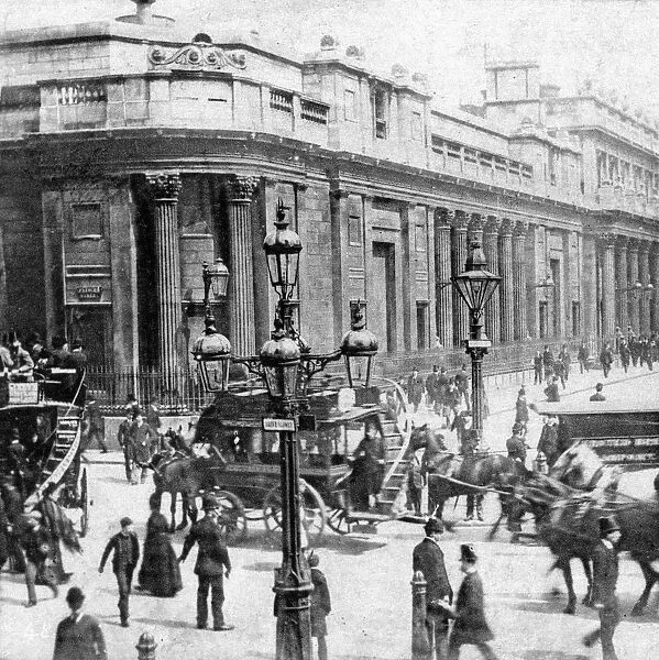 Traffic passing the Bank of England, London, c late 19th century
