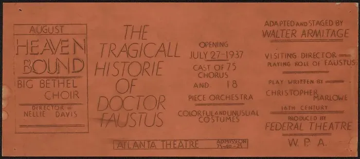 Framed Print : The Tragicall Historie of Doctor Faustus, Atlanta, 1937. Creator: Unknown Framed Print : The Tragicall Historie of Doctor Faustus, Atlanta, 1937. Creator: Unknown