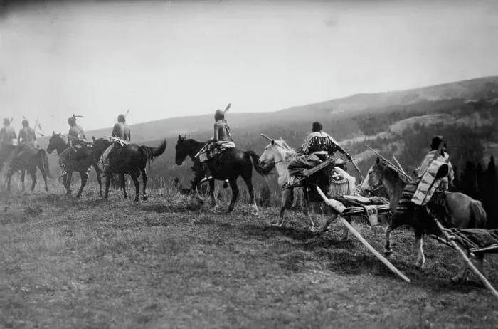 Framed Print : On the Trail - Buffalo hunt, between c1910 and c1915. Creator: Bain News Service