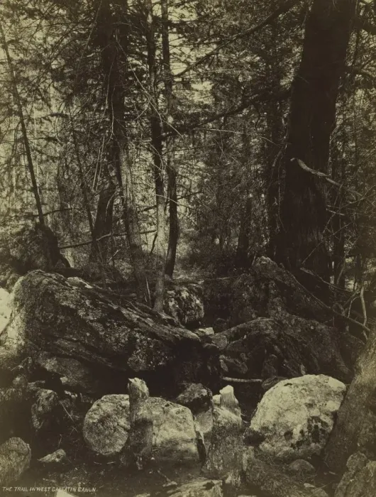 Framed Print : The Trail in West Gallatin Canon, c. 1870s. Creator: William Henry Jackson (American Framed Print : The Trail in West Gallatin Canon, c. 1870s. Creator: William Henry Jackson (American