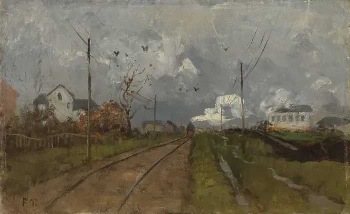 Framed Print : The Train is arriving, 1881. Creator: Frits Thaulow Framed Print : The Train is arriving, 1881. Creator: Frits Thaulow