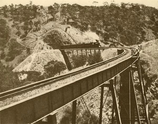 Train Passing Over Viaduct, Mount Lofty Range, South Australia, 1930. Creator: Unknown