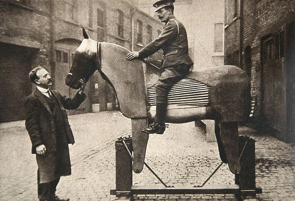 Training cavalrymen and artillerymen how to ride, World War I, c1914-c1918. Artist
