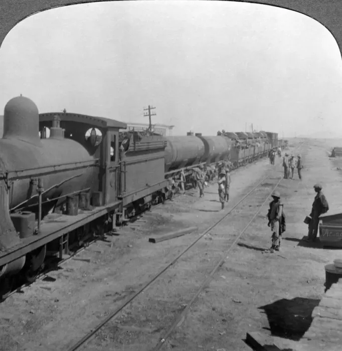 Framed Print : Trainload of armoured cars, South West Africa, World War I, 1914-1918. Artist: Realistic Travels Publishers Framed Print : Trainload of armoured cars, South West Africa, World War I, 1914-1918. Artist: Realistic Travels Publishers