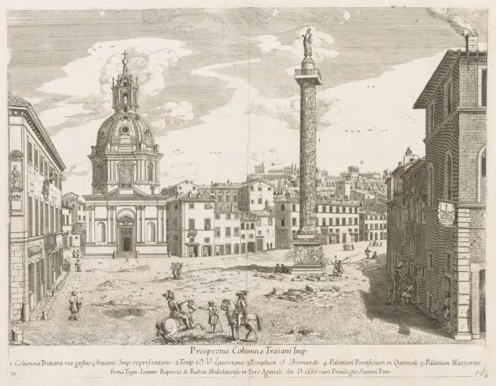 Framed Print : Trajans Column from Prospectus Locurum Urbis Romae Insign[ium], 1666. Creator