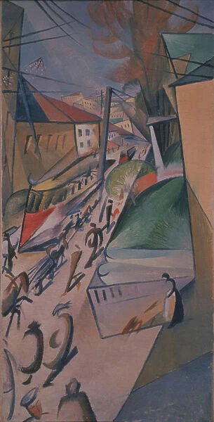 Tram, 1914. Artist: Bogomazov, Alexander Konstantinovich (1880-1930)