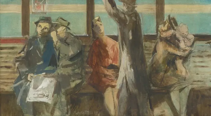 Framed Print : In the Tram, 1943. Creator: Bedrich Hoffstadter Framed Print : In the Tram, 1943. Creator: Bedrich Hoffstadter