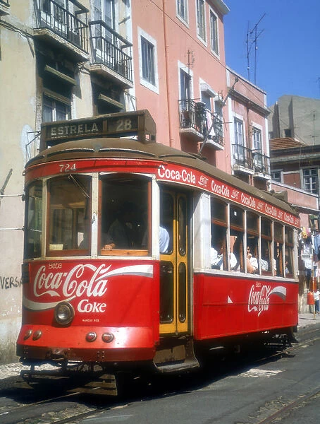 Tram in the Alfama, Lisbon, Portugal