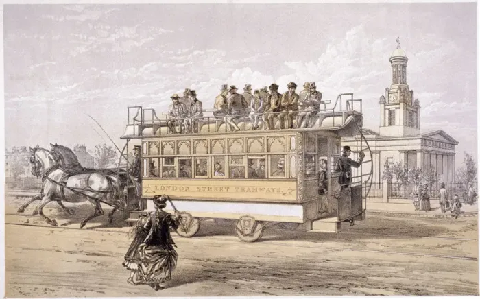 Framed Print : Tram in Kennington, London, c1870 Framed Print : Tram in Kennington, London, c1870