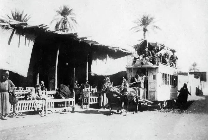 Framed Print : Tramcar, Kazimain road, Baghdad, Iraq, 1917-1919 Framed Print : Tramcar, Kazimain road, Baghdad, Iraq, 1917-1919