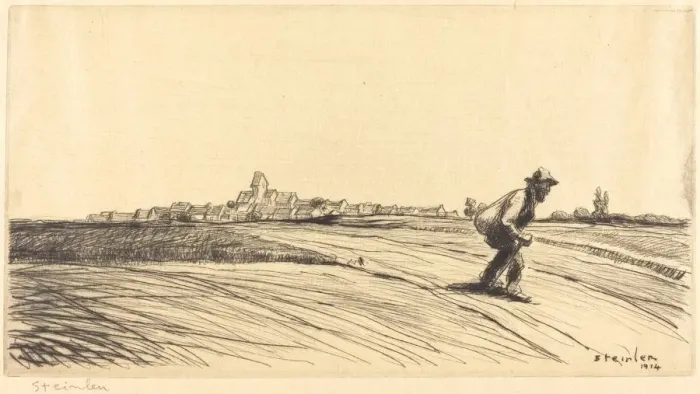 Framed Print : Tramp with Bundle (Le chemineau a la besace), 1914. Creator: Theophile Alexandre Steinlen Framed Print : Tramp with Bundle (Le chemineau a la besace), 1914. Creator: Theophile Alexandre Steinlen