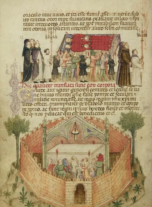 Framed Print : The Translation of the Bodies of Aimo and Vermondo... about 1400. Creator: Anovelo da Imbonate Framed Print : The Translation of the Bodies of Aimo and Vermondo... about 1400. Creator: Anovelo da Imbonate