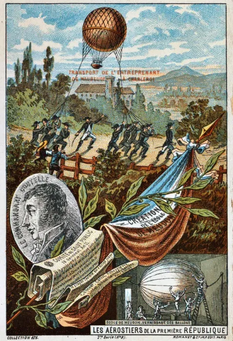 Framed Print : Transport of the balloon Entreprenant from Mauberge to Charleroi, 1794 (1890s)