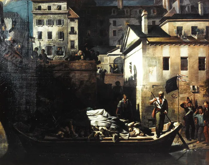 Framed Print : Transport de nuit, au Gros-Caillou, des cadavres non reconnus à la morgue, après les journ... 1834. Creator: Louis Alexandre Peron Framed Print : Transport de nuit, au Gros-Caillou, des cadavres non reconnus à la morgue, après les journ... 1834. Creator: Louis Alexandre Peron