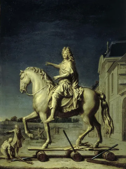Framed Print : Transport sur la place Louis-le-Grand (actuelle place Vendôme) de la statue de Louis XIV...1699. Creator: Rene-Antoine Houasse Framed Print : Transport sur la place Louis-le-Grand (actuelle place Vendôme) de la statue de Louis XIV...1699. Creator: Rene-Antoine Houasse