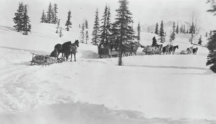 Framed Print : Transportation by horses and sleighs, 1921. Creator: Unknown Framed Print : Transportation by horses and sleighs, 1921. Creator: Unknown