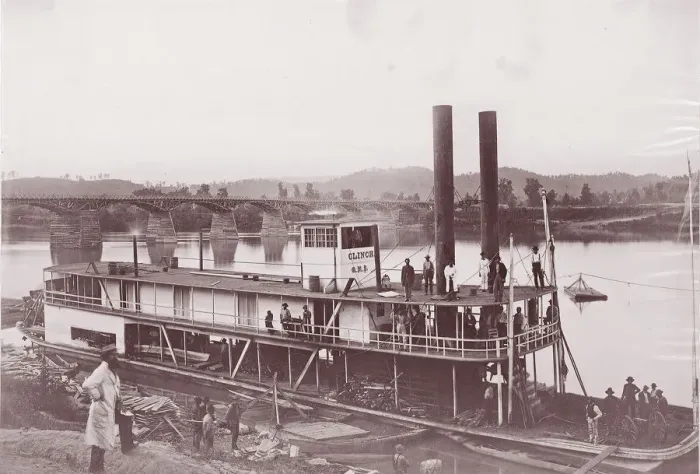 Framed Print : Transports, Tennessee River at Chattanooga, ca. 1864. Creator: Unknown Framed Print : Transports, Tennessee River at Chattanooga, ca. 1864. Creator: Unknown