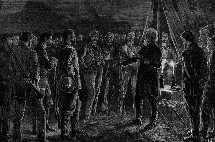 Framed Print : Transvaal War: thanksgiving service in the Boer camp after the signing of the treaty of peace, 1881. Creator: Unknown Framed Print : Transvaal War: thanksgiving service in the Boer camp after the signing of the treaty of peace, 1881. Creator: Unknown
